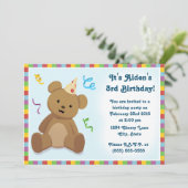 Teddy Bear Children's Birthday Invitation Kaart (Staand voorkant)