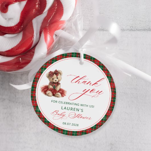 Teddy Bear Christmas Baby shower Dank u Bedankjes Labels