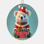 Teddy Bear Christmas Gepersonaliseerde Kinder foto Keramisch Ornament (Links)