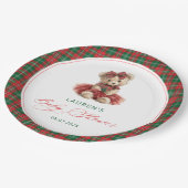 Teddy Bear Christmas Girl Baby shower Papieren Bordje (Gekanteld)