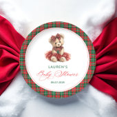 Teddy Bear Christmas Girl Baby shower Papieren Bordje