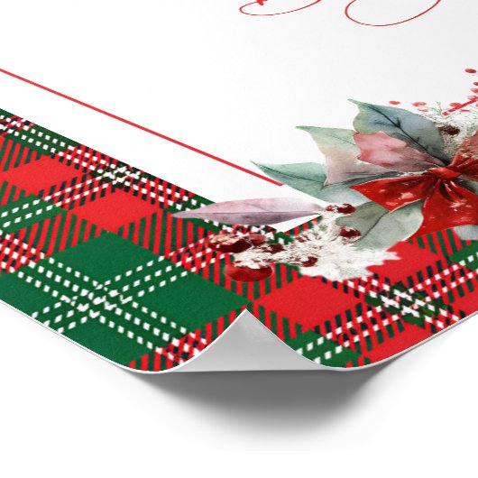 Teddy Bear Christmas Girl Baby shower Welkom Poster (Hoek)