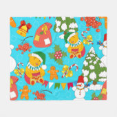 Teddy Bear Christmas: Kind-vriendelijk. Fleece Deken (Voorkant (Horizontaal))