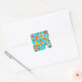 Teddy Bear Christmas: Kind-vriendelijk. Vierkante Sticker (Envelop)