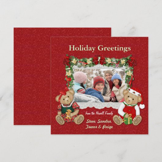 Teddy Bear Christmas Photo Card Feestdagenkaart (Voorkant / Achterkant)