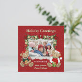 Teddy Bear Christmas Photo Card Feestdagenkaart (Staand voorkant)