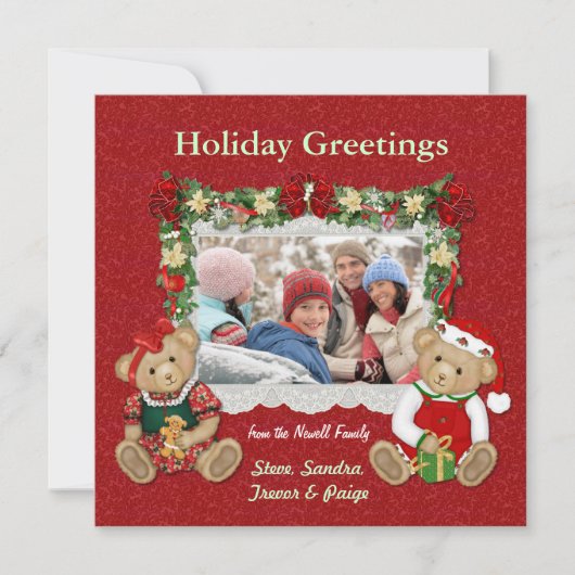 Teddy Bear Christmas Photo Card Feestdagenkaart (Voorkant)