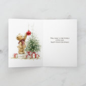 Teddy Bear Christmas Tree Grandson Feestdagen Kaart (Binnen)