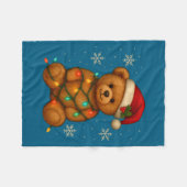 Teddy Bear Christmas Tree Lights Santa Hat For Bea Fleece Deken (Voorkant (Horizontaal))