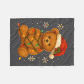 Teddy Bear Christmas Tree Lights Santa Hat For Bea Fleece Deken (Voorkant (Horizontaal))