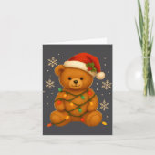 Teddy Bear Christmas Tree Lights Santa Hat For Bea Kaart (Voorkant)