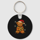Teddy Bear Christmas Tree Lights Santa Hat For Bea Sleutelhanger (Voorkant)