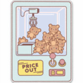 TEDDY BEAR CLAW MACHINE STICKER (Voorkant)