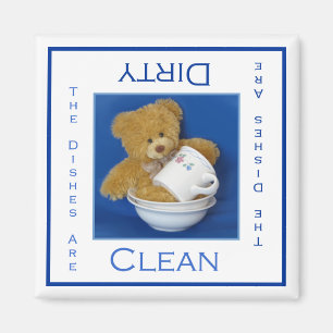 Teddy Bear Clean of Dirty Dishwasher Magnet