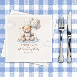 Teddy Bear Cloud – 3rd Birthday Party Decor Servet