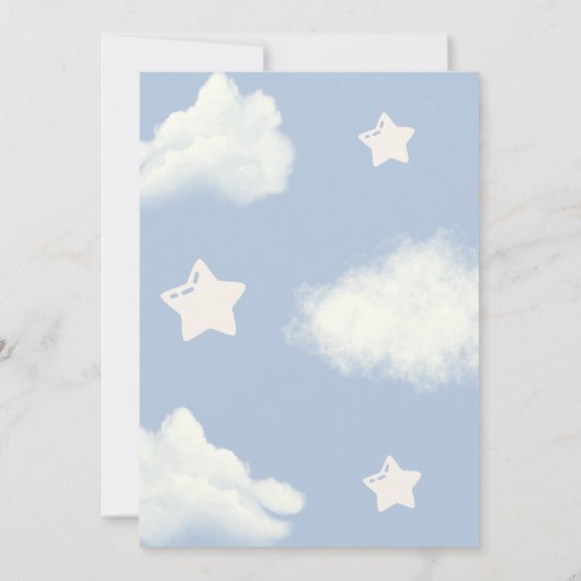 Teddy Bear Cloud 9 Bearly Wait Blue Boy Shower Kaart (Achterkant)