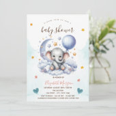 Teddy Bear Cloud Moon Stars Baby shower Kaart (Staand voorkant)