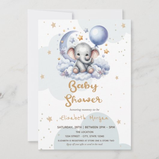 Teddy Bear Cloud Moon Stars Mailbox Baby shower Kaart (Voorkant)