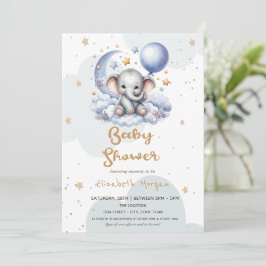 Teddy Bear Cloud Moon Stars Mailbox Baby shower Kaart (Staand voorkant)