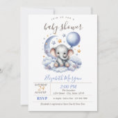 Teddy Bear Cloud Stars Stripes Baby shower Kaart (Voorkant)