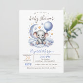 Teddy Bear Cloud Stars Stripes Baby shower Kaart (Staand voorkant)