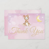Teddy Bear Cloud Waterverf Paarse bedankpas Bedankkaart (Voorkant / Achterkant)