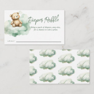 Teddy Bear Clouds Baby shower Luier Raffle Informatiekaartje