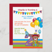 Teddy Bear Clown Tweede verjaardag Kaart (Voorkant / Achterkant)