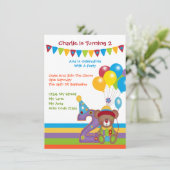 Teddy Bear Clown Tweede verjaardag Kaart (Staand voorkant)