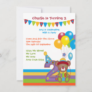 Teddy Bear Clown Tweede verjaardag Kaart