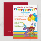 Teddy Bear Clown Tweede verjaardag Kaart (Voorkant / Achterkant)