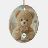 Teddy Bear Coffee 2025 Kerstmis Keramisch Ornament (Rechts)
