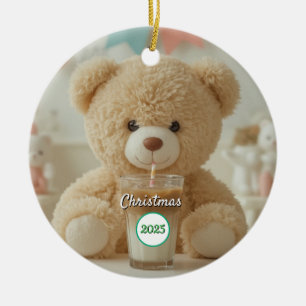 Teddy Bear Coffee 2025 Kerstmis Keramisch Ornament
