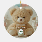 Teddy Bear Coffee 2025 Kerstmis Keramisch Ornament (Achterkant)
