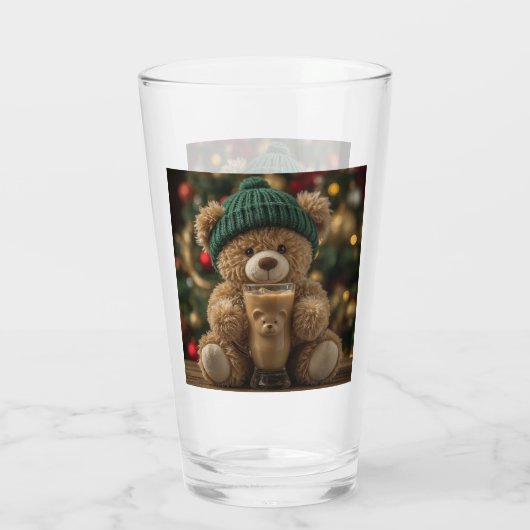 Teddy Bear Coffee Christmas Glas (Achterkant)