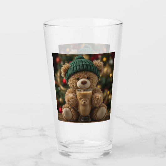 Teddy Bear Coffee Kerstmis Glas (Voorkant)