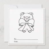 Teddy Bear Coloring Page Girl Kaart Valentijnsdag (Achterkant)