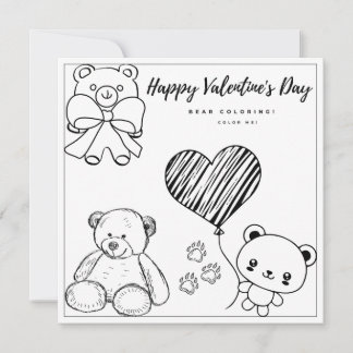 Teddy Bear Coloring Page Girl Kaart Valentijnsdag