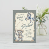 Teddy Bear Cowboy Horse Rodeo Verjaardag Kaart (Staand voorkant)