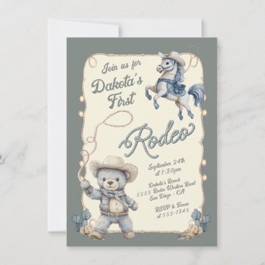 Teddy Bear Cowboy Horse Rodeo Verjaardag Kaart (Voorkant)