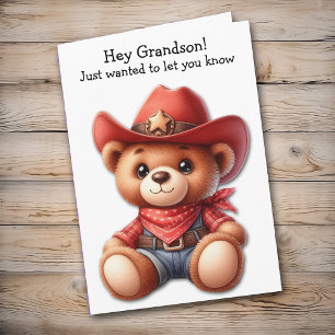 Teddy Bear Cowboy Kleinzoon Valentijn Kaart
