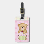 Teddy Bear Cupcake Party Bagagelabel (Voorkant verticaal)