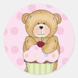 Teddy Bear Cupcake Party Ronde Sticker
