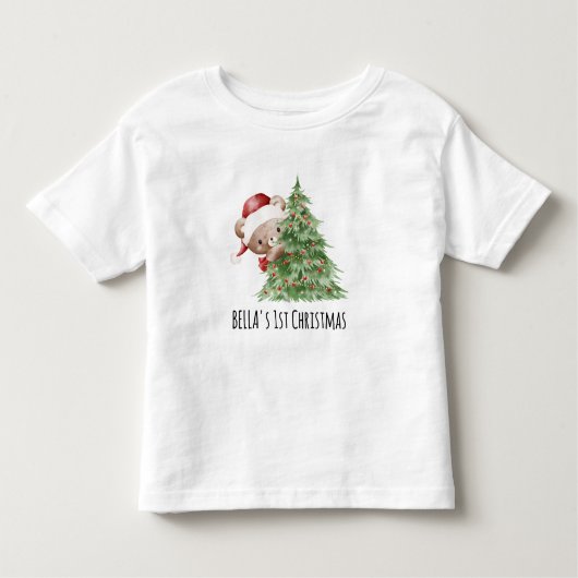 Teddy Bear Custom Baby’s First Christmas Kinder Shirts (Voorkant)