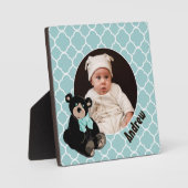 Teddy Bear Custom Photo Plaque met standaard Fotoplaat (Voorkant)
