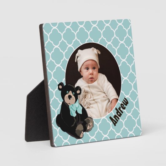 Teddy Bear Custom Photo Plaque met standaard Fotoplaat (Voorkant)