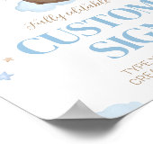 Teddy Bear Custom Table Sign Birthday Baby shower Poster (Hoek)