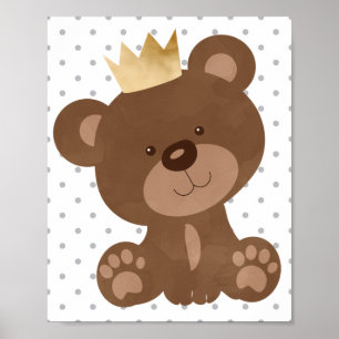 Teddy Bear Cute Baby Nursery Wall Art Gift Poster