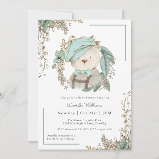  Teddy Bear Cute Baby shower for Boy Kaart (Voorkant)