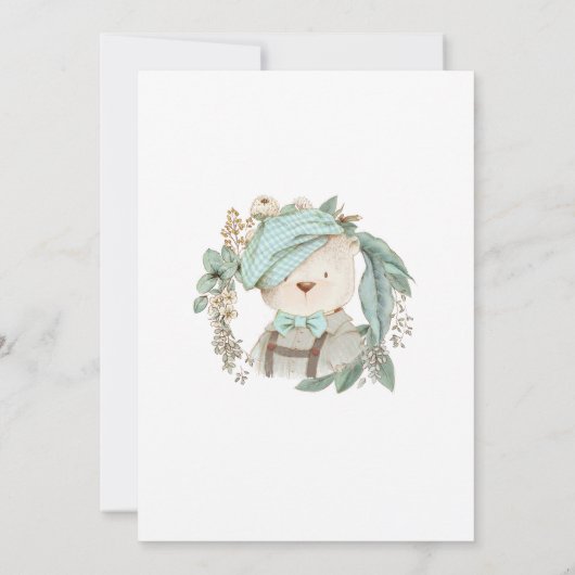  Teddy Bear Cute Baby shower for Boy Kaart (Achterkant)